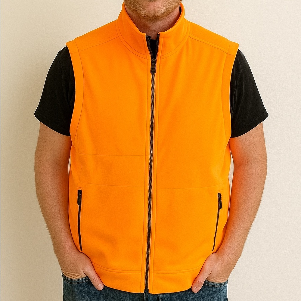 (A13) Nobull Fleece Vest Zip Jacket Neon Orange, Men’s Size‎ Large, NWT